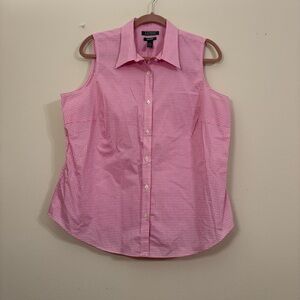 Lauren Ralph Lauren women’s 1X Pink/White Gingham Sleeveless Button Up Top